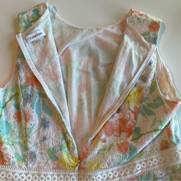 Calvin Klein Floral-Print Eyelet A-Line Dress - Picture 9 of 14
